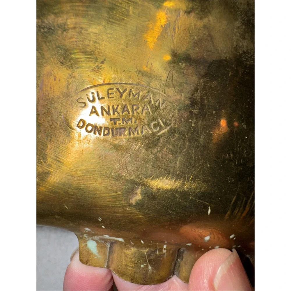 VTG SULEYMAN DONDURMACI ANKARAHAMMERED BRASS TRAY TURKEY TURKISH MAP DENIZ OLA51